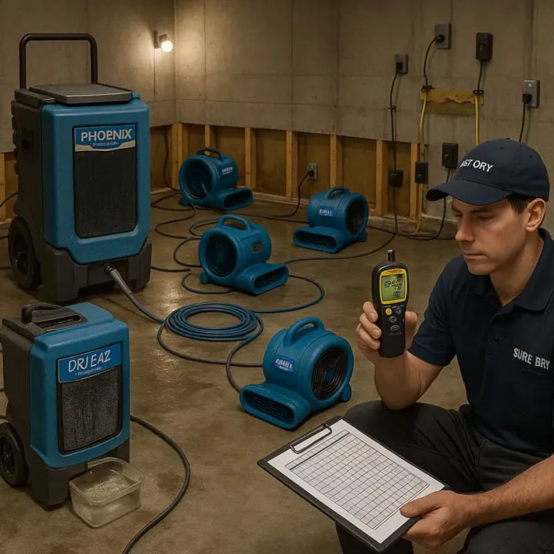 Structural Drying and Dehumidification process in Plainfield, CT